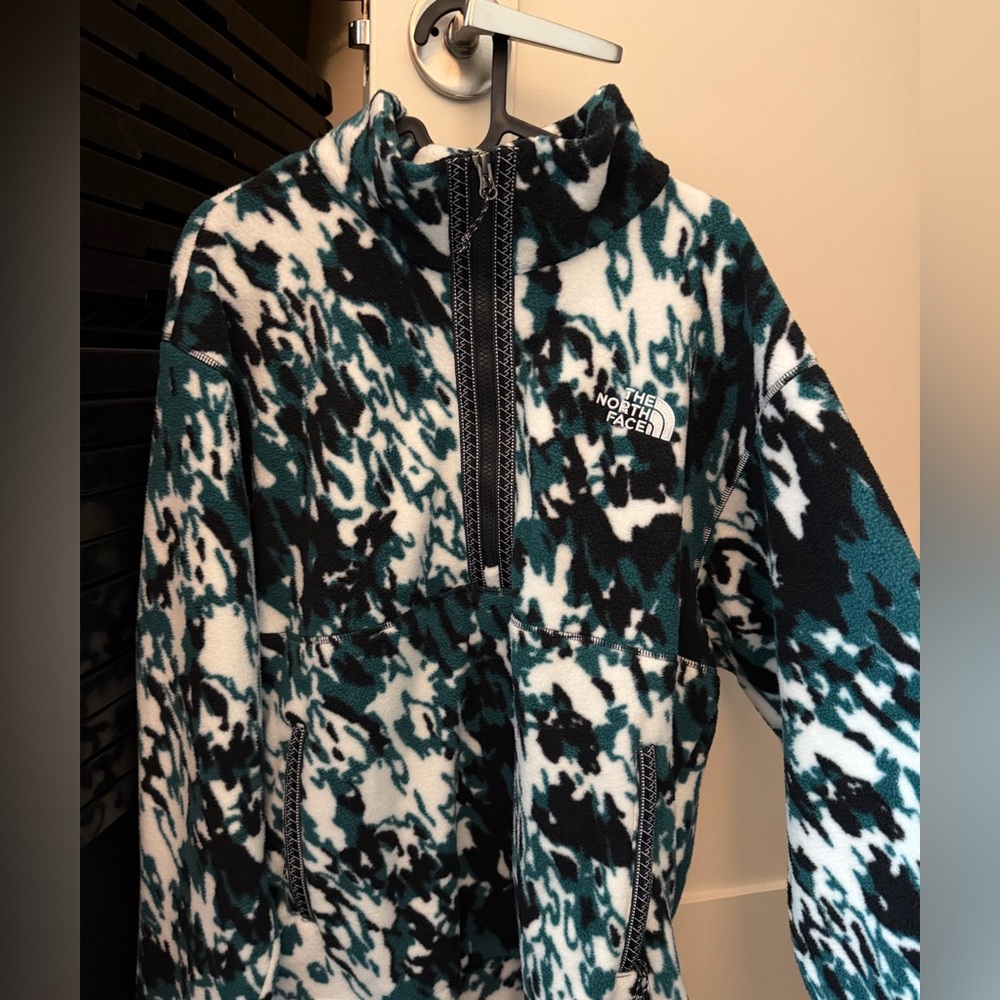 NWT The North Face Fleeski Zip Pullover Deep Nori Trail Print - Picture 3 of 7